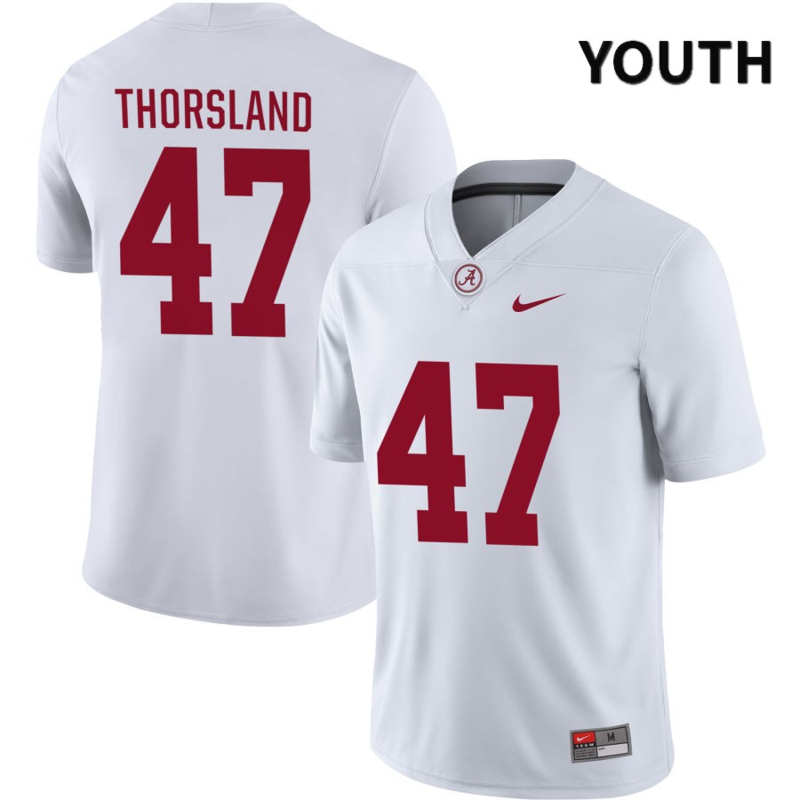 Alabama Crimson Tide Youth Adam Thorsland #47 NIL White 2022 NCAA Authentic Stitched College Football Jersey BR16M33LF